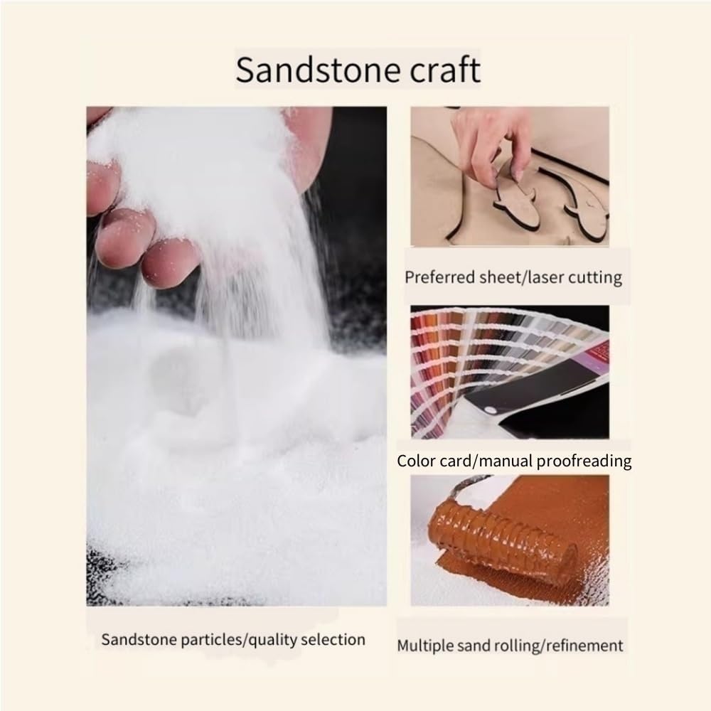 DEWHXSJ Plug-in Power Supply Sandstone Art, LED Painting Wall Decor, Creative Wall Sculpture, Hanging Mural for Living Room, Bedroom(Brown,31.5x15.8in)