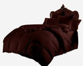 Luxury Goose Down 100% Egyptian Cotton 5Pc Quilt Cotton Comforter Set, Queen Size - 5Pc (1pc Comforter + 4Pc Pillowcases), Hotel Quality 800 TC, 600 GSM,Chocolate, (90'x90')