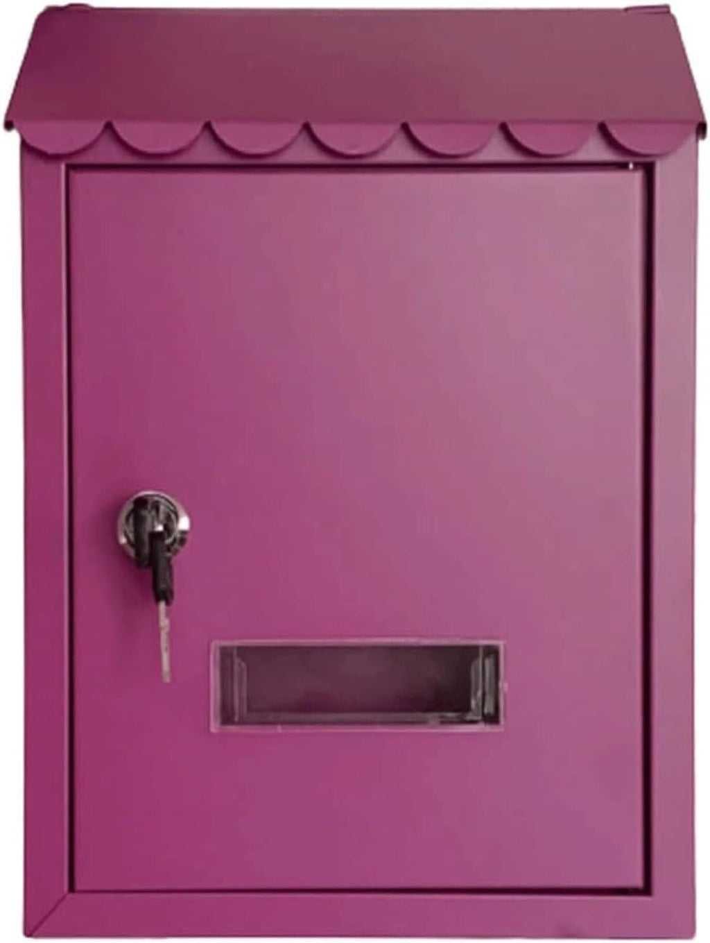 Mailbox Galvanized Steel Mailbox Modern Post Box with Sight Window Drop Box Rectangular Parcel Box with Key Wall Mounted Mail Boxes Domestic (Purple)