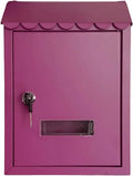 Mailbox Galvanized Steel Mailbox Modern Post Box with Sight Window Drop Box Rectangular Parcel Box with Key Wall Mounted Mail Boxes Domestic (Purple)