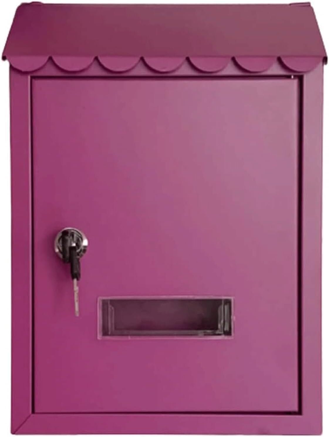 Mailbox Galvanized Steel Mailbox Modern Post Box with Sight Window Drop Box Rectangular Parcel Box with Key Wall Mounted Mail Boxes Domestic (Purple)
