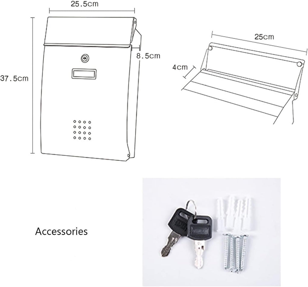 Mailbox Post Metal Mailbox Wall Mounted Modern Lockable Post Box Community Household Rainproof Letter Box