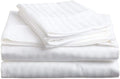 1800-TC Heavy Egyptian Cotton 6-PCs Sheet Set (1 Fitted, 1 Flat, 4 Pillowcase) King Size, White Color, Stripe Style (Features : Fully Elastic Fitted Sheet Fits 24-26' Pocket)
