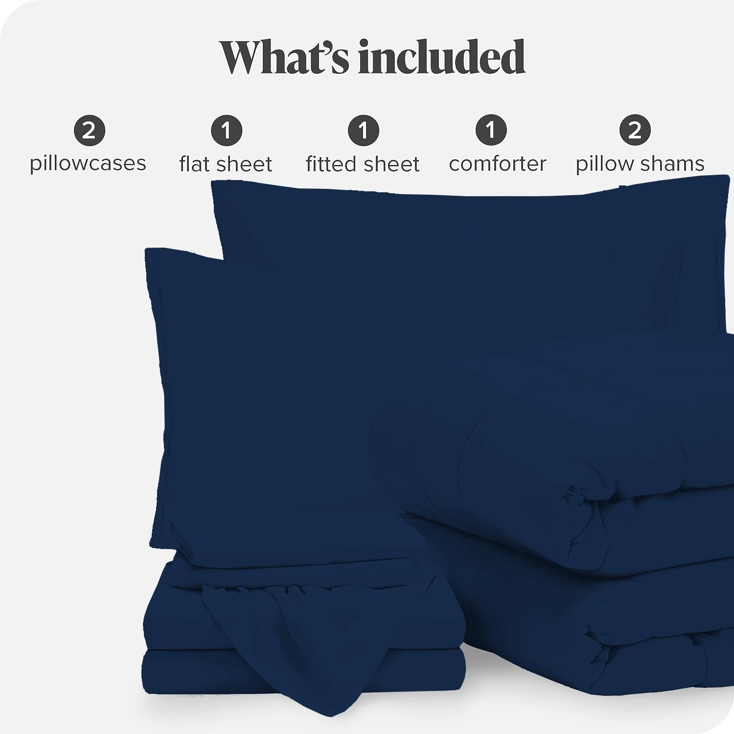 GOKOCO 100% Egyptian Cotton 800 Thread Count 400GSM 7Pcs Comforter Set and Sheet Set 18' Deep Pocket (Comforter, Flat Sheet, Fitted Sheet, Pillowcases, Pillow Sham) - California King Size - Navy Blue