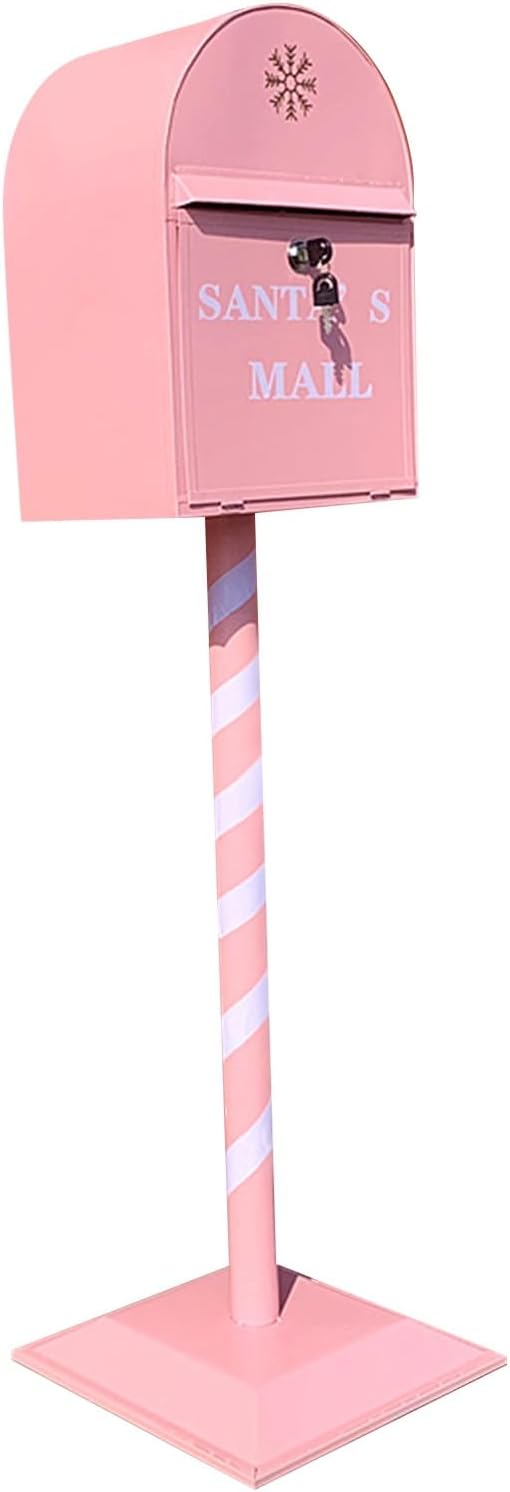 Key Drop Box Wall Mount Mailbox Mailboxes for Outside Wall Mount, Metal Mailbox, Mount Mailbox and in Ground Post kit, Mailbox Post System(Pinks)