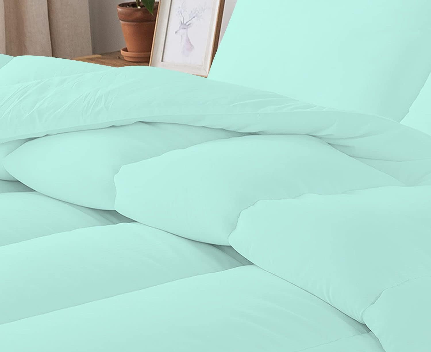 5 PC Straight Line Pattern Comforter Set Premium Super Soft 600 GSM All Season | 1000 Thread Count | 100% Egyptian Cotton ( Full/Queen Size, Aqua Blue Color)
