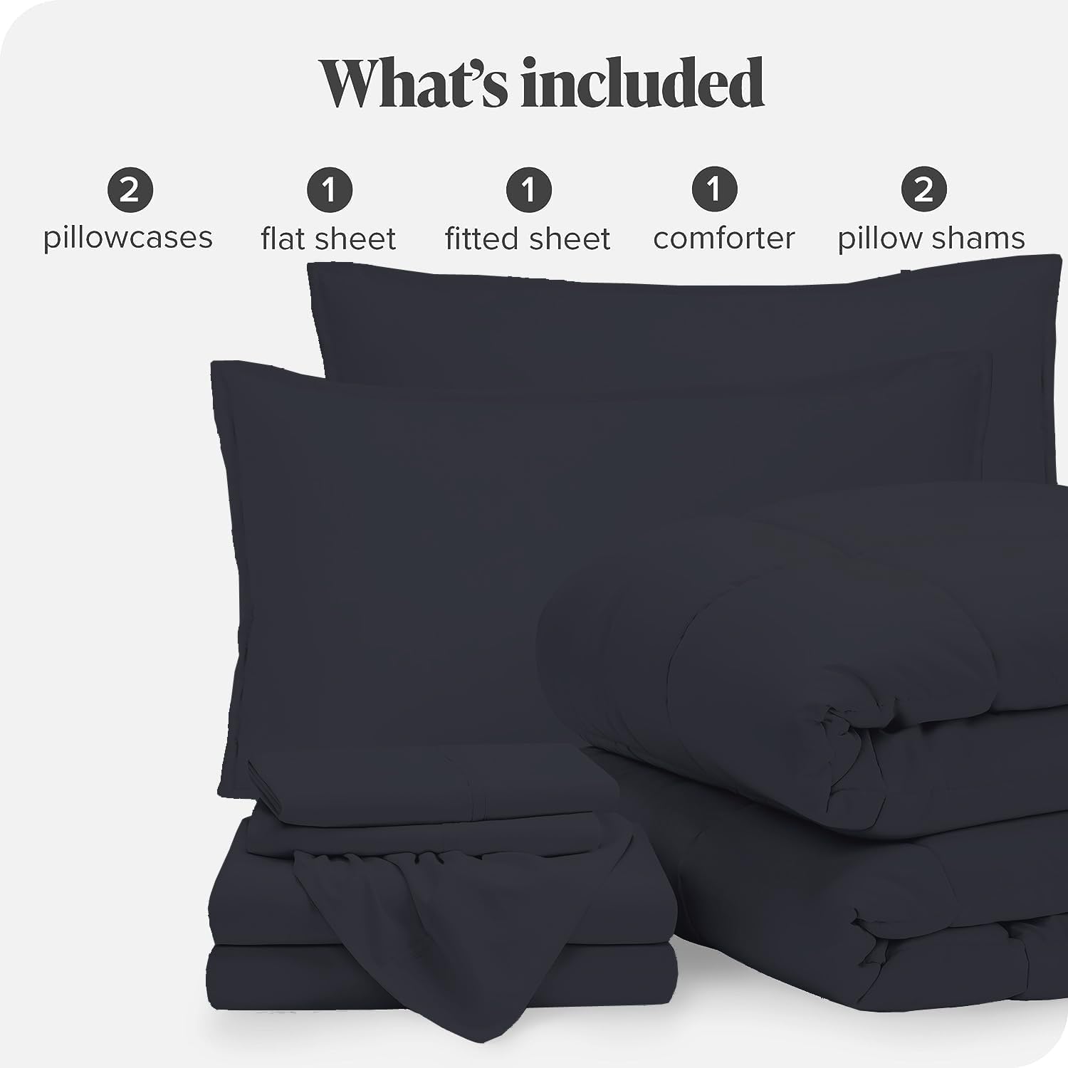GOKOCO 7 Pieces, Bed in a Bag Bedding Sets California King Size 100% Egyptian Cotton 800 Thread Count 400GSM Fiber Fill Comforter Set with Sheet Set 15' Deep Pocket - Black Solid
