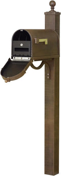 Products Heavy Duty Cast Aluminum Berkshire Curbside Mailbox with Locking Insert and Springfield Mailbox Post, Copper