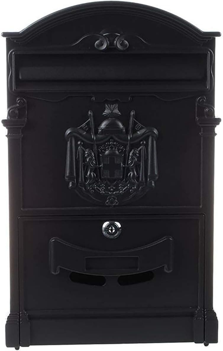 Post Box Heavy Aluminium Lockable Secure Mail Letter Retro Vintage Metal Mail Box Garden Ornament