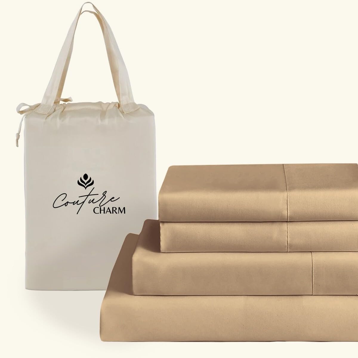 Queen Size 1000 Thread Count 100% Egyptian Cotton Sheet Set, 4-Piece, Sateen Weave, with 10-12' Deep Pocket Snug Fit (Solid, Taupe)