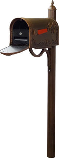 Durable Hummingbird Curbside Mailbox with Locking Insert and Richland Mailbox Post, Copper