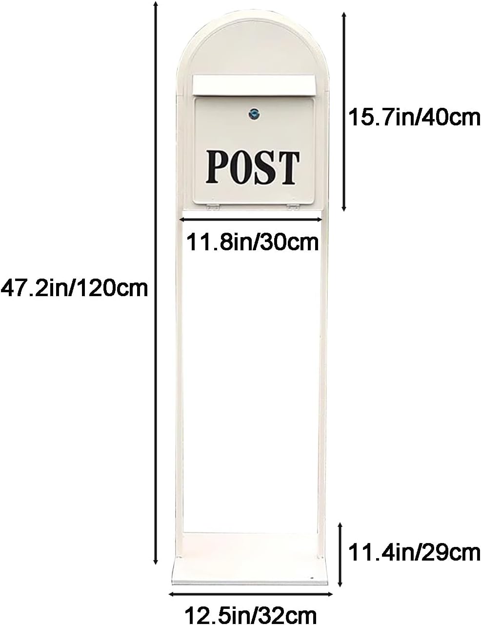 Mailboxes for Outside, Mailbox with Post Landing, Metal Mailbox with Keys Lock, for Garden, Lawn, Party, Countryside(White)