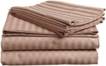 1500 Thread Count 100% Heavy Egyptian Cotton 4-Piece Bed Sheet Set Fits Mattresses Upto 21-24' Deep Pocket (Full Size, Taupe Color) Stripe Pattern