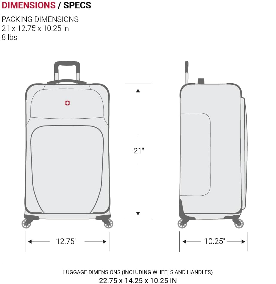 SWISSGEAR Sion Softside Expandable Spinner Luggage Durable Lightweight Travel Suitcase, Evergreen, 3-Piece Set (Carry-On/Medium/Large)