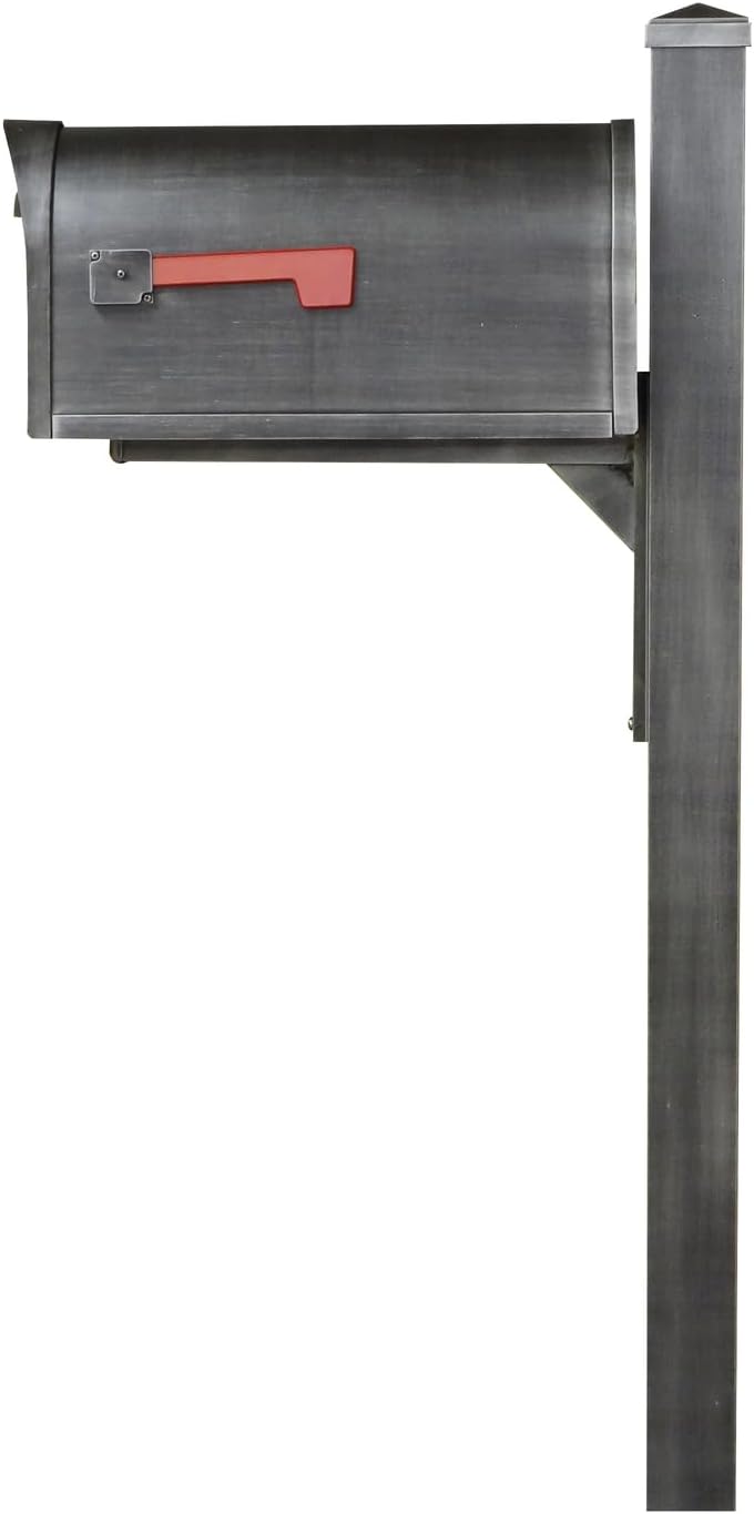 Products SCC1008-SPK720-SW-LB998 Classic Curbside Mailbox wtih Locking Insert & Wellington with Direct Burial Mailbox Post Smooth