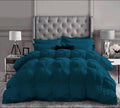 Pinch Pleated Soft 400 GSM All Season Teal 5 Piece Twin Size Comforter Set (Comforter + 4 Pillowcases) 600 Series Egyptian Cotton Comforter Bedding Set