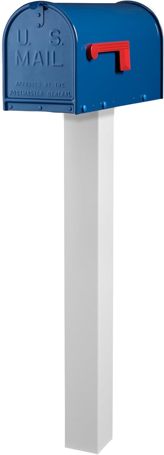 Janzer Post with Mailbox (White Post with Blue Mailbox)
