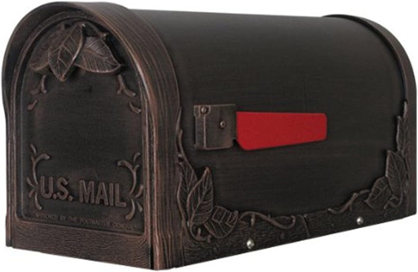 Special Lite Floral Curbside Mailbox with Paper Tube - Copper Aluminum Mailbox for Post Mount - SCF-2003-CP