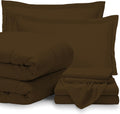 GOKOCO 7 Pieces, Bed in a Bag Bedding Sets Queen Size 100% Egyptian Cotton 800 Thread Count 400GSM Fiber Fill Comforter Set with Sheet Set 15' Deep Pocket - Chocolate Solid