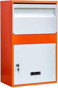 Mail Boxes for House Outside, Mailboxes for Outside With Post, Large Mailbox, Mailbox with Post, Metal Mailbox, Post Mount Mailbox, Large Package Delivery, Parcel Mail Steel Drop Box(Orange,Small)