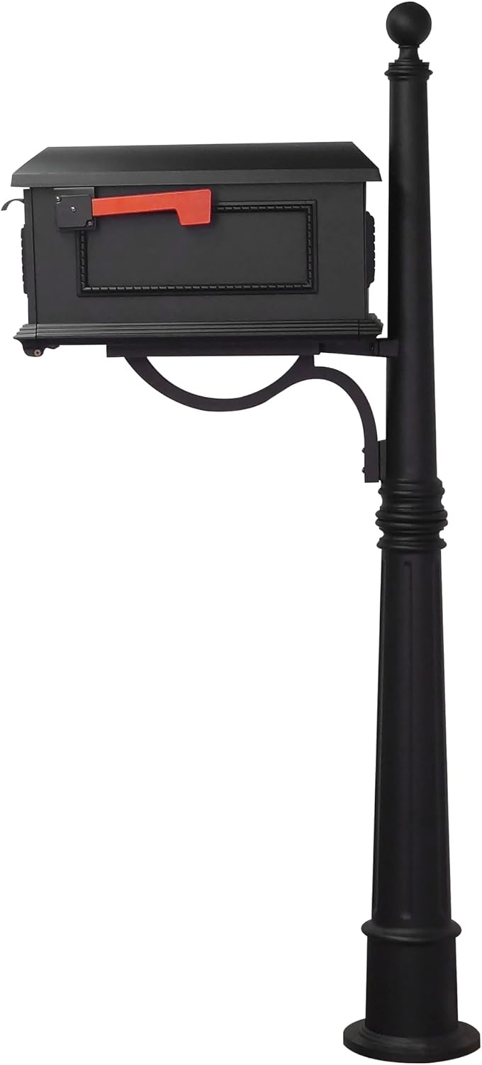 Special Lite Kingston Curbside Mailbox with Ashland Post - Black Mailbox with Aluminum Post - SCK-1017_SPK-600-BLK
