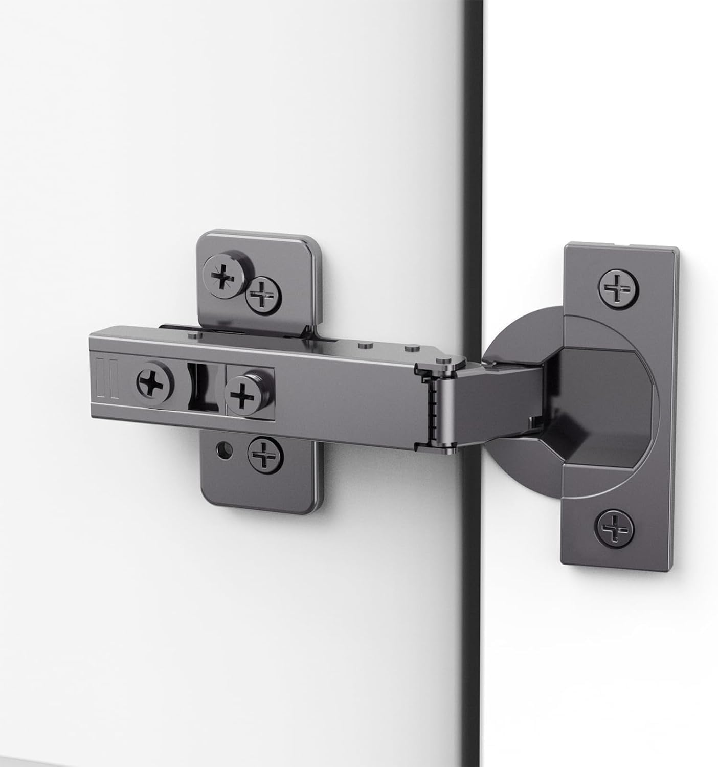 50 Pack Frameless Full Overlay Soft Close Concealed Hinges Black Titanium Plated Self Closing 105° Open Angle 3D Adjustment Stop 85 105 Degrees Clip On Stainless Steel for Cabinet Door