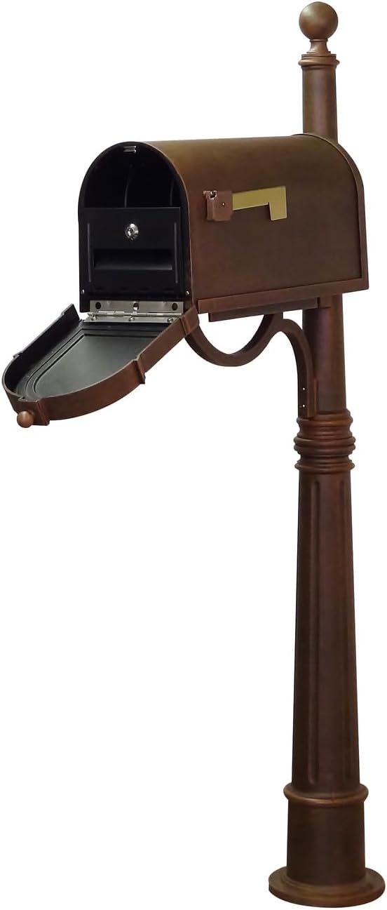 Products Heavy Duty Rust Proof Berkshire Curbside Mailbox with Locking Insert and Ashland Mailbox Post, Copper