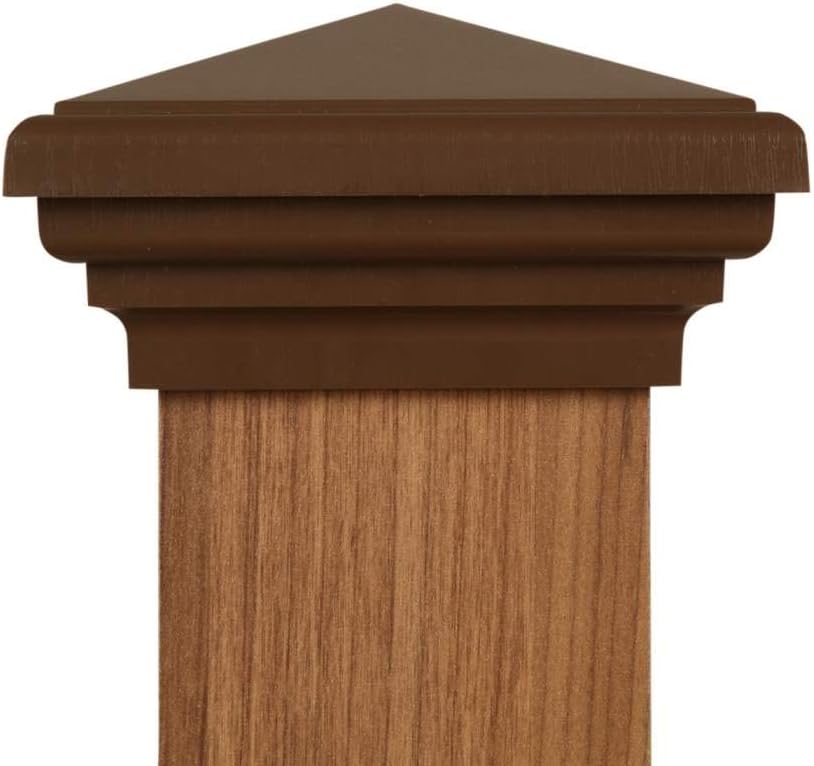 4x4 Pyramid Post Cap (3.5'x3.5' | (Case of 12) New England Pyramid Style 4x4 Deck Post Cap for Outdoor Fences, Mailboxes & Decks, by Atlanta Post Caps… (Brown)