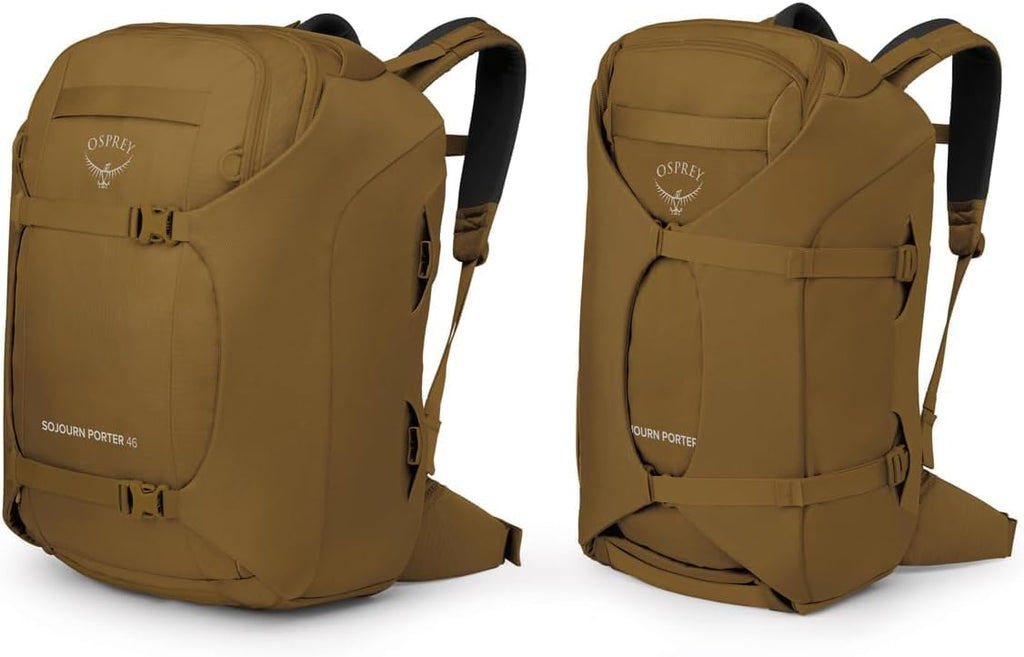 Osprey Sojourn Porter 46L Travel Backpack – Carry-On Compliant Luggage with StraightJacket Compression and Padded Laptop Sleeve – Durable Pack for International or Urban Travel, Brindle Brown