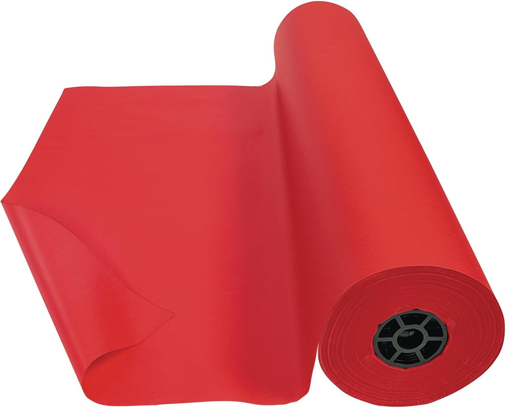 Colorations Dual Surface Paper Roll Classroom Supplies for Arts and Crafts Flame Red (36' x 1000') - DSFR