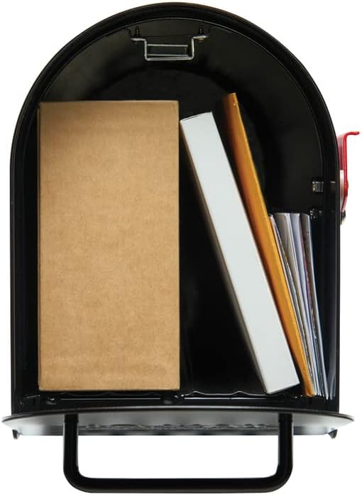 Plexon Contemporary Large Black Post Mount Mailbox – Heavy-Duty Galvanized Steel, Rust-Resistant, Impact-Resistant Design, Powder-Coated Finish – Spacious Mailbox for Envelopes & Packages