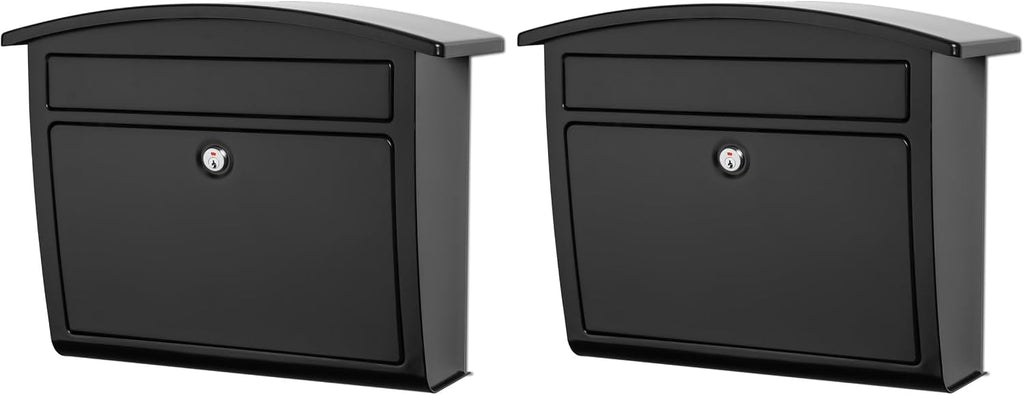 Architectural Mailboxes Dal Rae Galvanized Steel, Locking, Wall Mount Mailbox, 2562B-10, Black, Medium Capacity (Pack of 2)