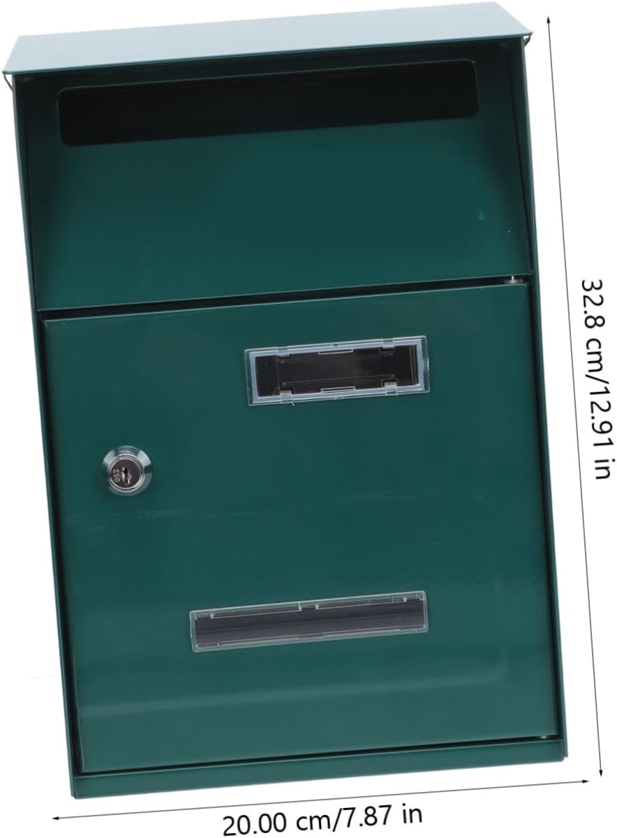 Homoyoyo 2pcs Vintage Metal Wall Mounted Suggestion Box with Lock Decorative Letter Storage Box for Home Office Durable Design Prevents Mail Theft for Envelopes Newspapers