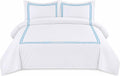 BedDecor Luxury 400-TC Egyptian Cotton 5PC Embroidered Duvet Cover Set with Beautiful 2-Stripe Embroidery(Light Blue, Oversize King)