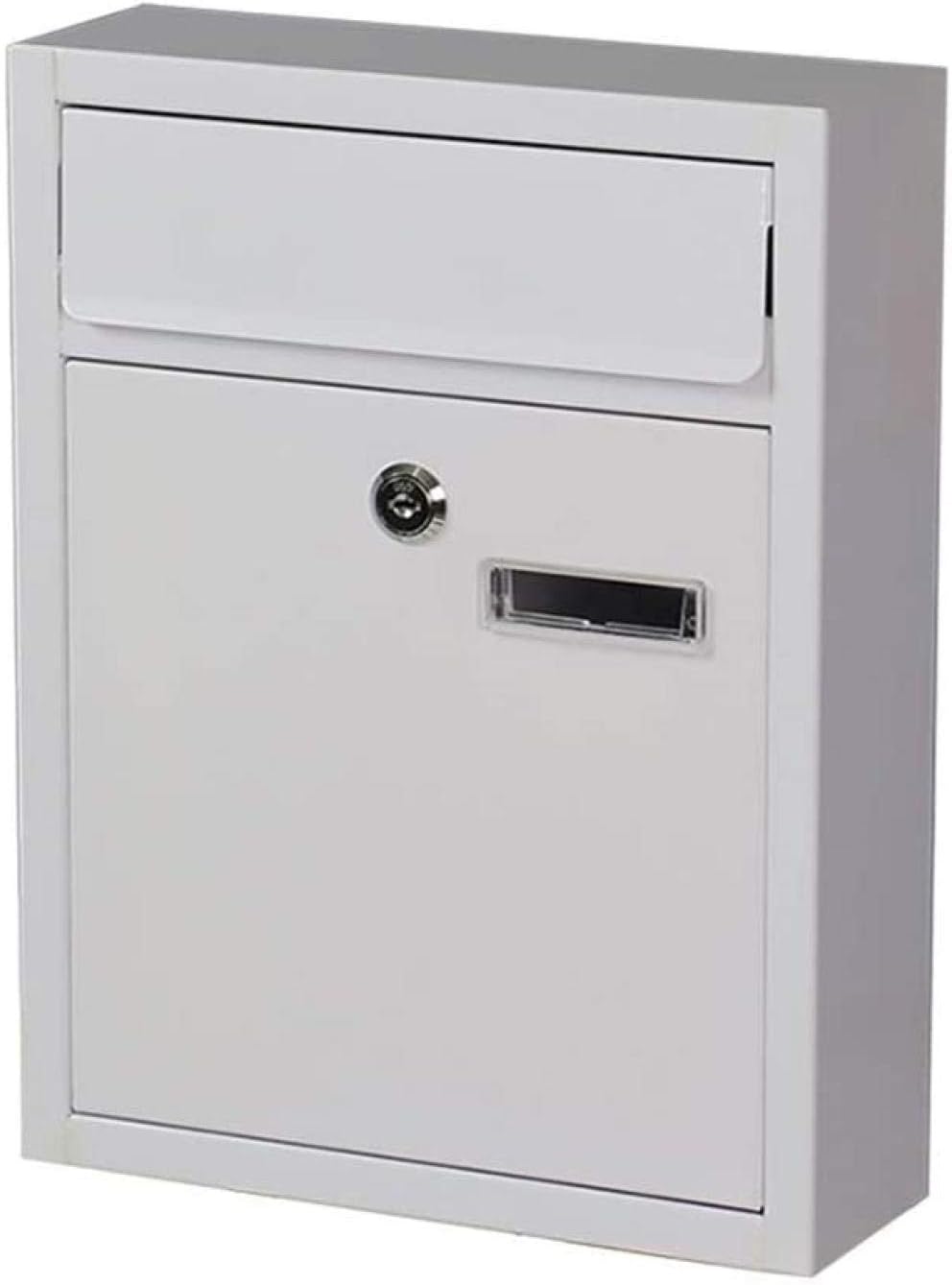 Post Box Modern Wall Mount Lockable Mailbox Outdoor Metal Key Large Capacity Commercial Rural Home Decorative Outdoor Mailbox-8x32x24cm