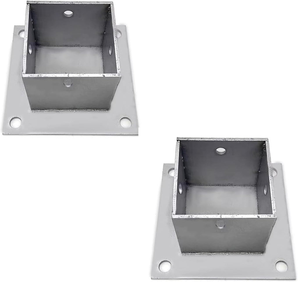 Post Shoe for Railing, Square Post Base with Fittings for Mailbox, Pergola and Deck, Stainless Steel Post Anchors for Concrete, 2x2 4x4 5x5 6x6 8x8 Inch(2 Pcs-60x60 mm)