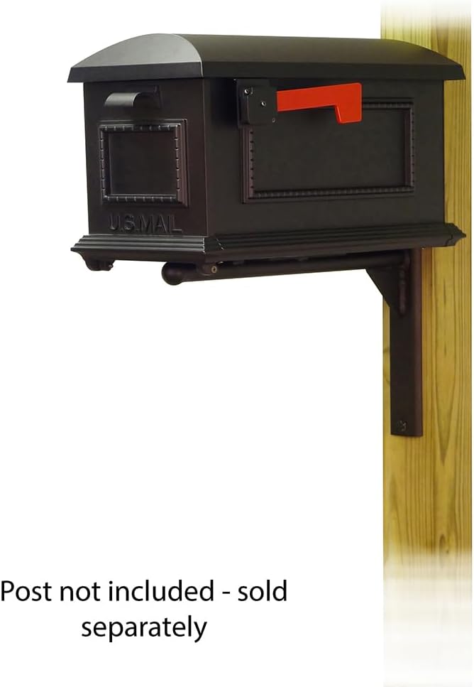 Special Lite Traditional Curbside Mailbox with Ashley Front Single Mailbox Mounting Bracket - TC-ASH-FS-1010-BLK