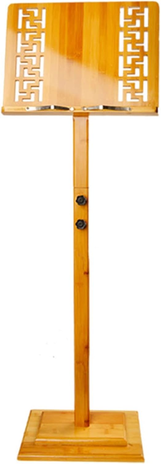 Wood Music Stand, Professional Orchestral Sheet Music Stand for Instrument Books, Concert Church School, Height Adjustable 43'-53' (Color : Wooden Color)
