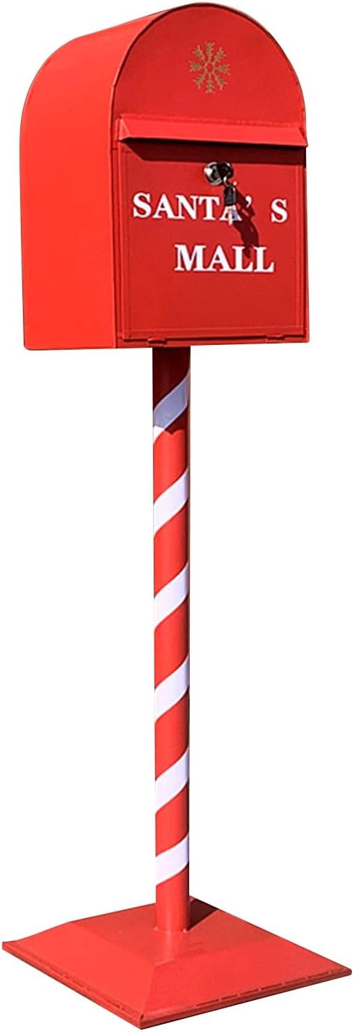 Key Drop Box Wall Mount Mailbox Mailboxes for Outside Wall Mount, Metal Mailbox, Mount Mailbox and in Ground Post kit, Mailbox Post System(Red)