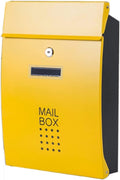 Generic Mailbox, Wall Mounted Modern Metal Mailboxes Outdoor Lockable Waterproof Post Box Community Household Rainproof Letter Box Retro Classic Secure Wall-Mount Newspaper Boxes(Yellow)