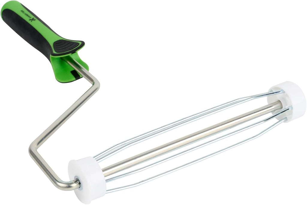 Restaurantware Paint Roller Frame 9 Inch 5-Wire Cage 12 Roller Frame Heavy Duty Soft Grip Handle Threaded for Extension Poles Coating Supplies for House Painting, Walls, Ceilings, Floors, and Decks