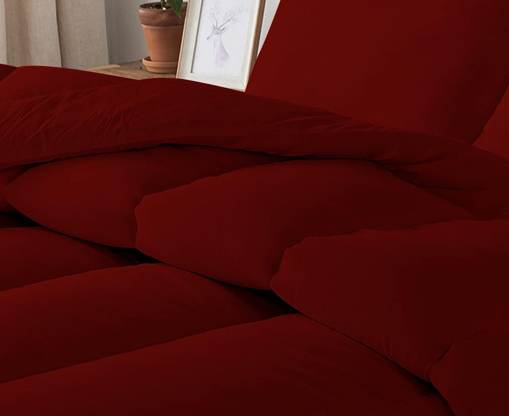 5 PC Straight Line Pattern Comforter Set Premium Super Soft 600 GSM All Season | 1000 Thread Count | 100% Egyptian Cotton ( Full/Queen Size, Burgundy Color)