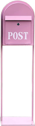 Mailboxes for Outside, Mailbox with Post Landing, Metal Mailbox with Keys Lock, for Garden, Lawn, Party, Countryside(Pink)
