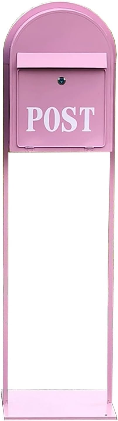 Mailboxes for Outside, Mailbox with Post Landing, Metal Mailbox with Keys Lock, for Garden, Lawn, Party, Countryside(Pink)