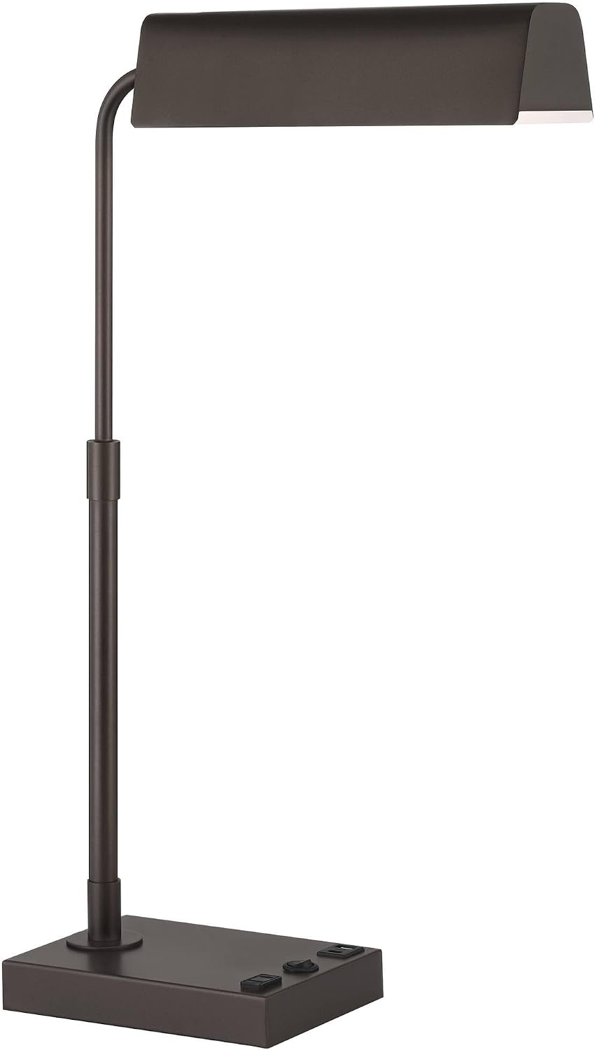 360 Lighting Harris 25 1/2' High Pharmacy Modern Desk Lamp with USB Charging Ports A+C and AC Power Outlet Brown Bronze Finish Metal Shade Home Office Living Room Bedroom Bedside Nightstand House