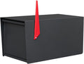Modern Post-Mounted Mailbox, Heavy Duty Mailbox with Flag, Weatherproof Mailboxes for Outside Galvanized Steel and Rust-Proof Metal Post Box, 20' x 10' x 10' Large Black Heavy Gauge Mailbox