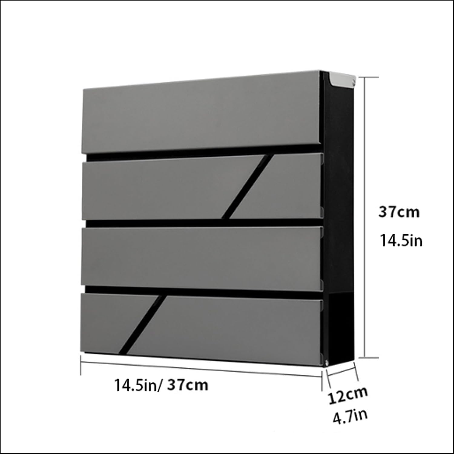 Modern Metal Mailbox with Lock, Large Capacity Post Box for Newspapers & Outdoor Letter Delivery