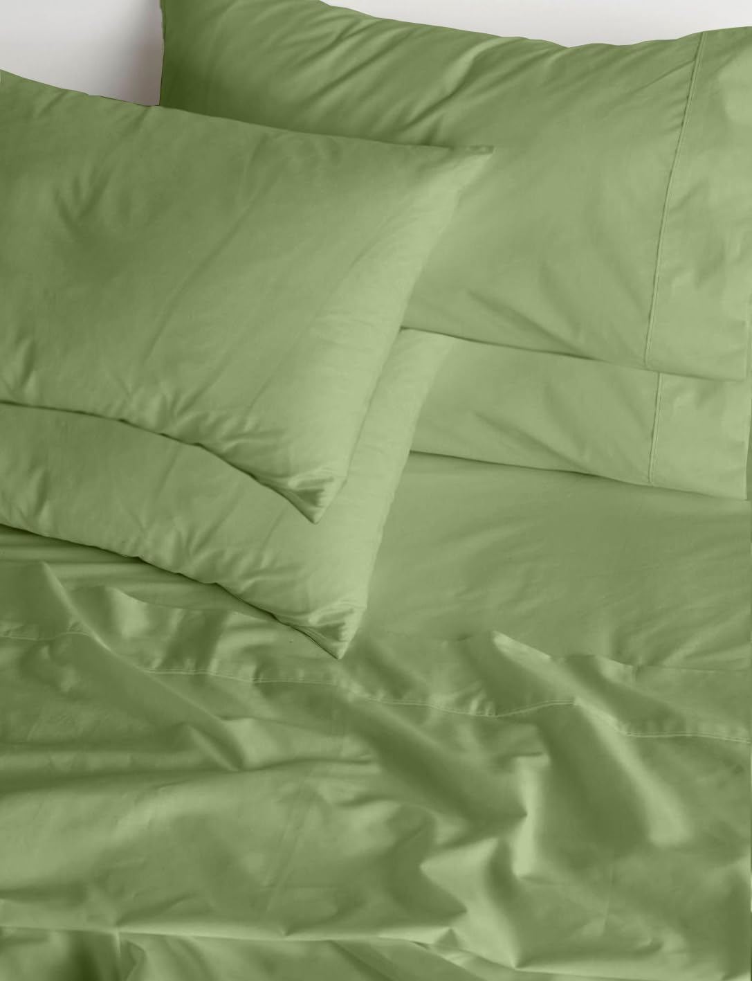 100% Egyptian Long Staple Cotton Bedsheet Set, 800 Thread Count, 6-PC Sheets Set, Moss Color, Queen Size, 15 Inch Deep Pocket of Fitted Sheet, Soft Sateen Weave Breathable