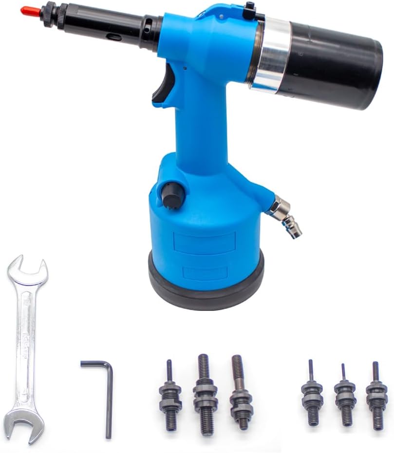 Automatic Rivet Nut Pneumatic Riveter- Pneumatic Hydraulic Pull Cap Gun Automatic Rivet Nut Gun Air Tools With 7pcs Riveted Head