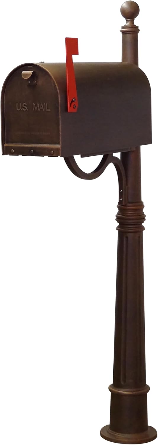 Special Lite Titan Steel Curbside Mailbox with Ashland Post - Copper Mailbox with Aluminum Post - SCH-1016S_SPK-600-CP